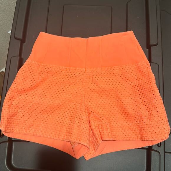 Cartonnier lace eyelet neon orange/pink high waisted shorts by Anthropology - Picture 1 of 3